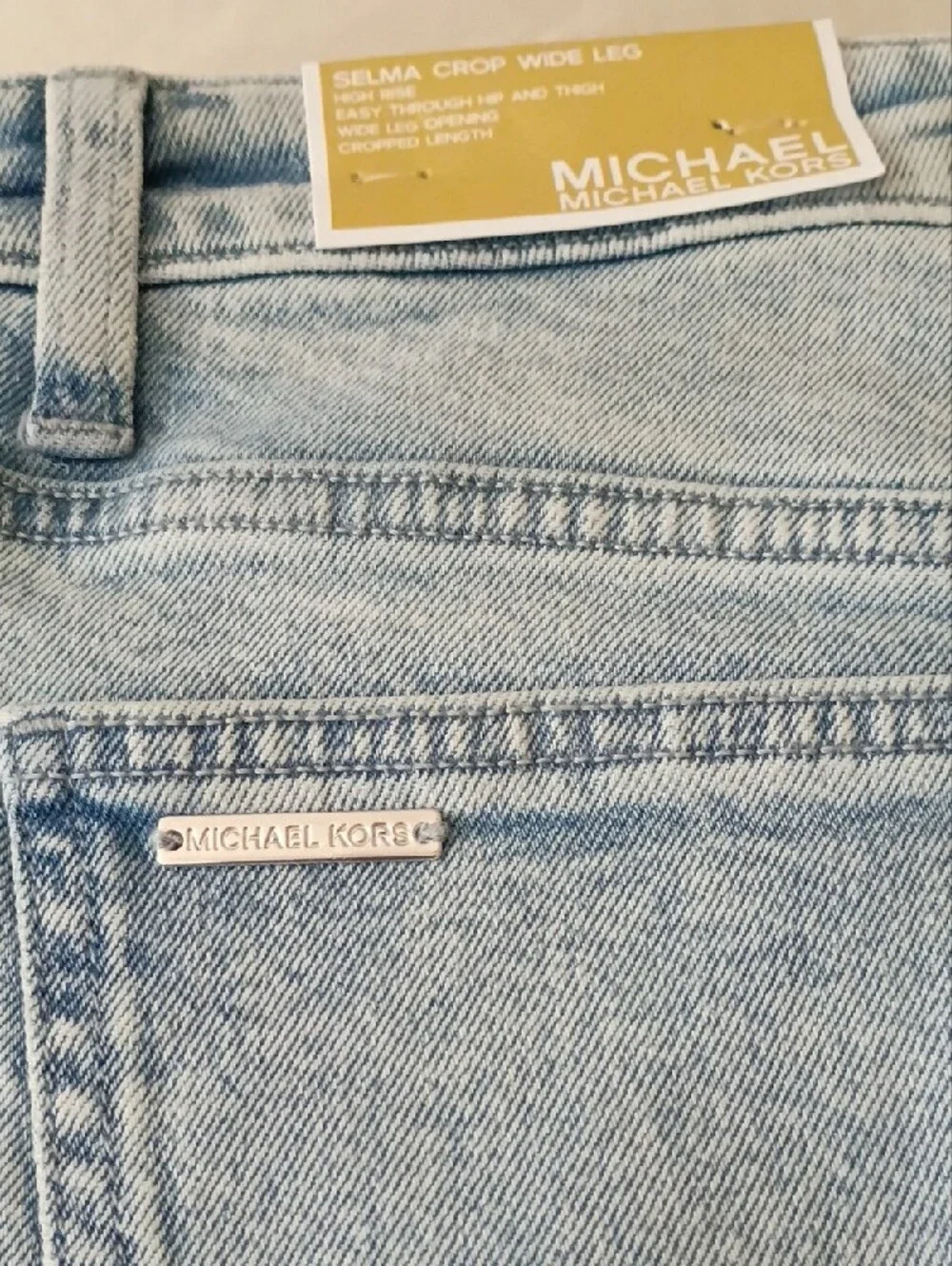 NWT Michael Kors Light Wash Denim Jeans - Crop Wide Legs Five-Pocket